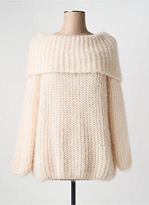 Pull coupe cintrée manches longues beige QUATTRO femme