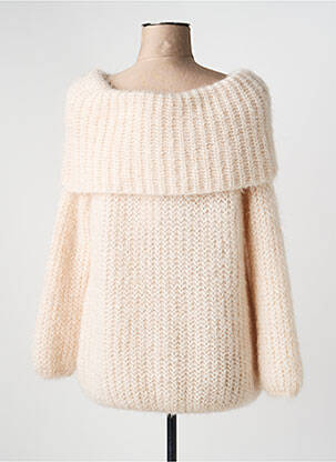 Pull coupe cintrée manches longues beige QUATTRO femme
