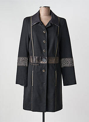 Manteau long coupe cintrée sans capuche noir JUMFIL femme