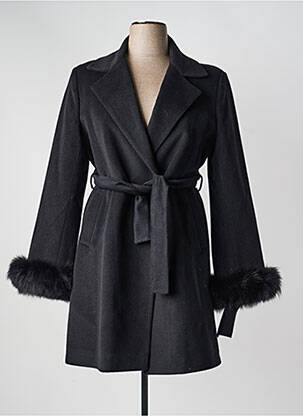 Manteau long fermeture pressionnée sans capuche noir JUMFIL femme