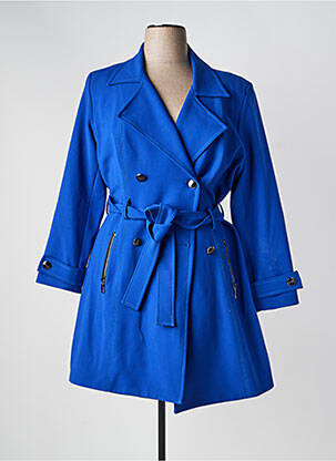 Manteau long coupe cintrée sans capuche bleu JUMFIL femme
