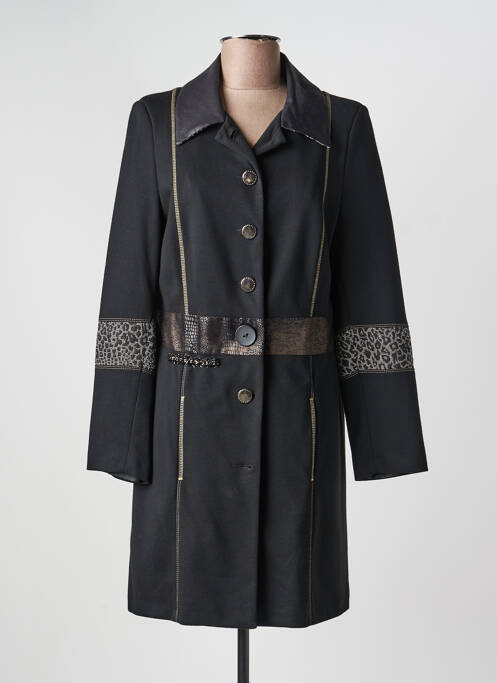 Manteau long coupe cintrée sans capuche noir JUMFIL femme