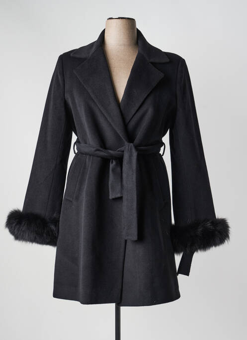 Manteau long coupe cintrée sans capuche noir JUMFIL femme