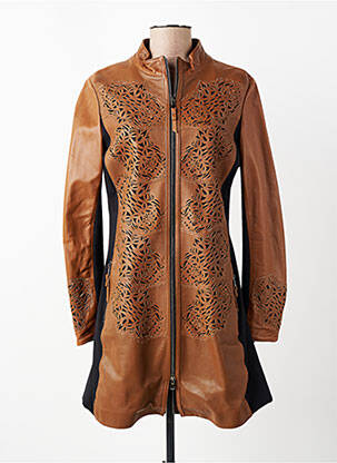 Veste en cuir poches marron AKHESA femme