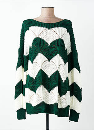 Pull col bateau manches longues vert QUATTRO femme