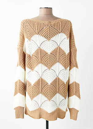 Pull col bateau manches longues marron QUATTRO femme