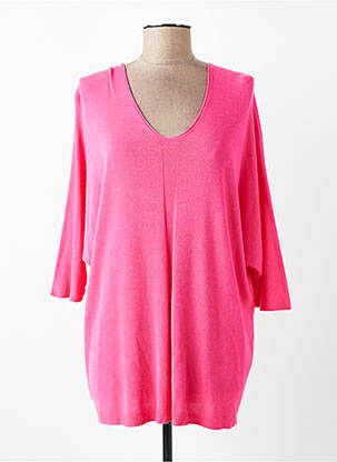 Pull tunique stretch manches 3/4 rose QUATTRO femme