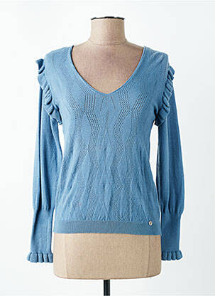 Pull col v manches longues bleu VOODOO femme