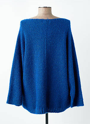Pull col v manches 3/4 bleu COULEURS DU TEMPS femme