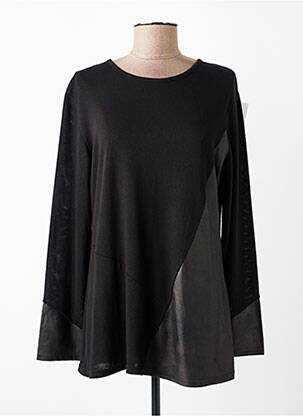 Pull coupe cintrée manches longues noir QUATTRO femme