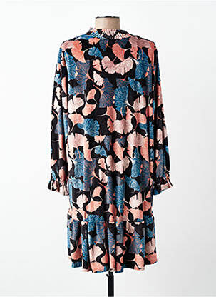 Robe courte imprimé fleurs manches longues noir QUATTRO femme