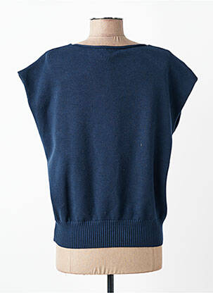 Pull col v manches courtes bleu QUATTRO femme