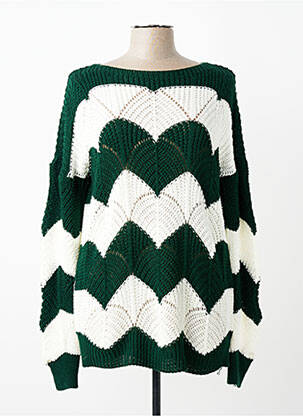 Pull col bateau manches longues vert QUATTRO femme