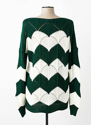 Pull col bateau manches longues vert QUATTRO femme