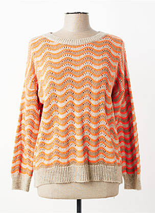 Pull stretch manches longues orange QUATTRO femme