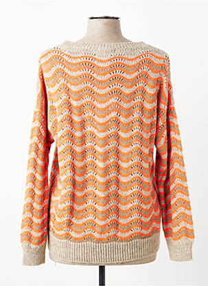 Pull stretch manches longues orange QUATTRO femme