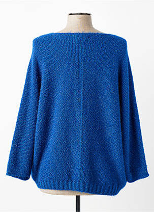 Pull col v manches 3/4 bleu QUATTRO femme