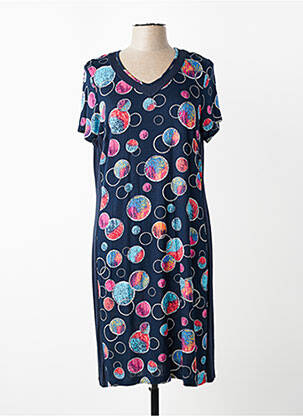 Robe mi-longue manches courtes manches courtes bleu GUY DUBOUIS femme