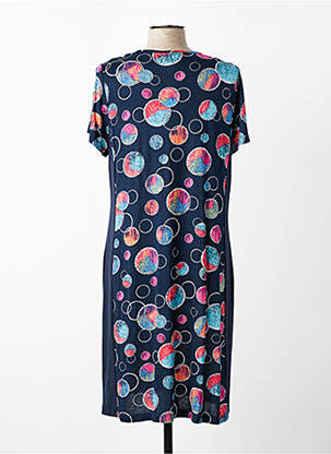 Robe mi-longue manches courtes manches courtes bleu GUY DUBOUIS femme