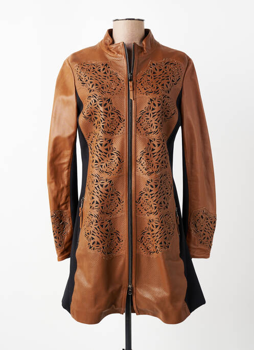 Veste en cuir poches marron AKHESA femme