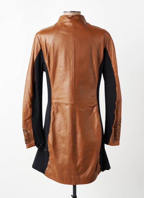 Veste en cuir poches marron AKHESA femme