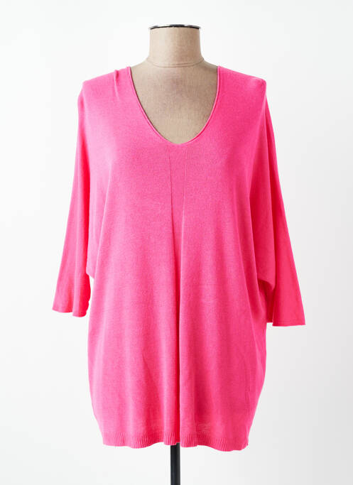 Pull tunique stretch manches 3/4 rose QUATTRO femme