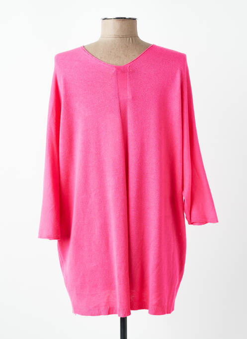 Pull tunique stretch manches 3/4 rose QUATTRO femme