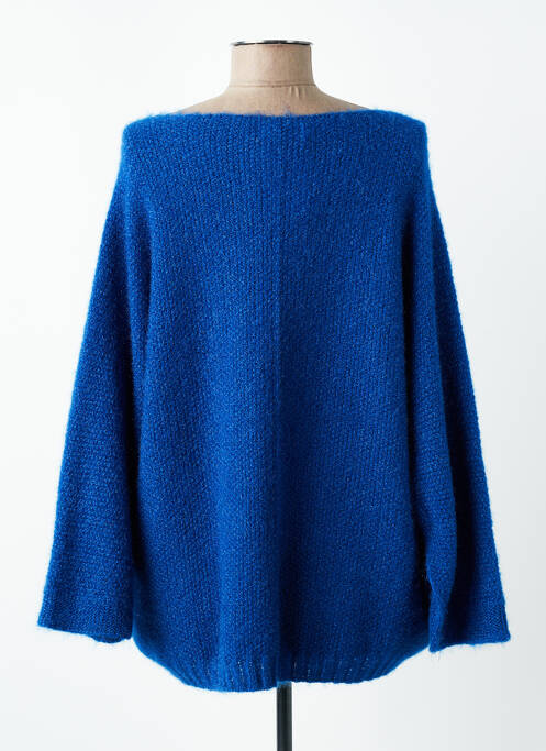 Pull col v manches 3/4 bleu COULEURS DU TEMPS femme