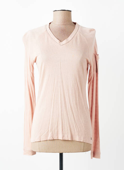 T-shirt col v manches longues rose VOODOO femme