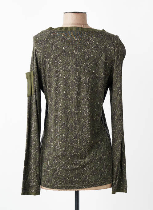 T-shirt col v manches longues vert VOODOO femme