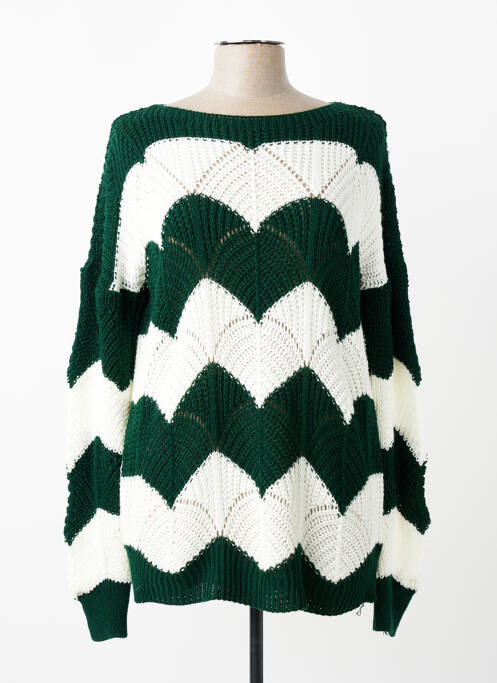 Pull col bateau manches longues vert QUATTRO femme