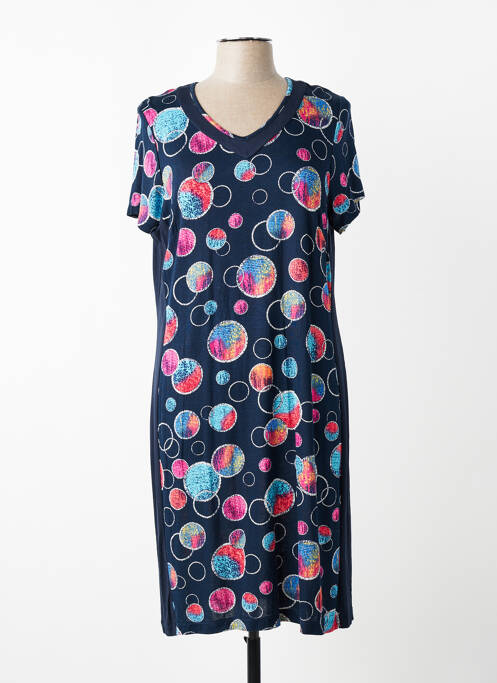 Robe mi-longue manches courtes manches courtes bleu GUY DUBOUIS femme
