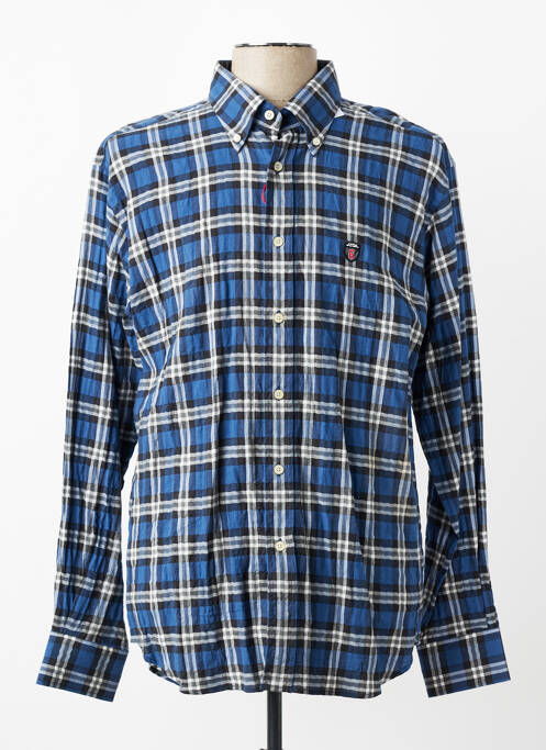 Chemise manches longues imprimé écossais bleu JEZEQUEL homme