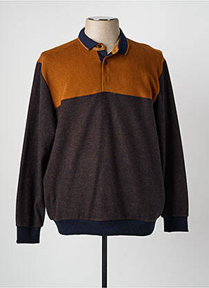 Pull manches longues manches longues marron COFOX homme