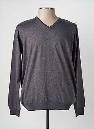 Pull col v manches longues gris DELAHAYE homme