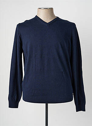 Pull col v manches longues bleu DELAHAYE homme