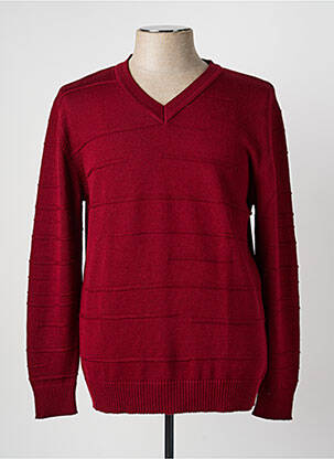 Pull col v manches longues rouge I.ODENA homme