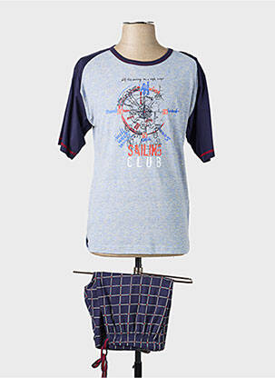 Pyjashort manches courtes bleu MASSANA homme