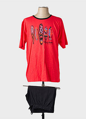 Pyjashort manches courtes rouge MASSANA homme