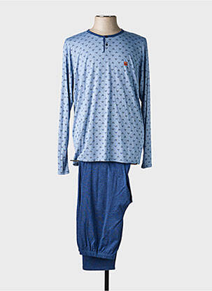 Pyjama col rond bleu MASSANA homme