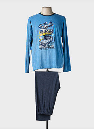 Pyjama col rond bleu MASSANA homme