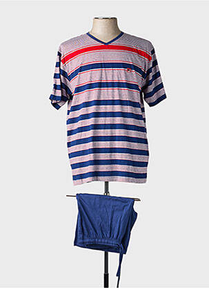 Pyjashort imprimé rayures bleu MASSANA homme
