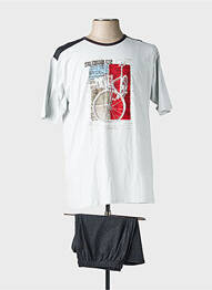 Pyjashort col rond blanc MASSANA homme