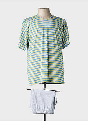 Pyjashort imprimé rayures vert VALBOURG homme