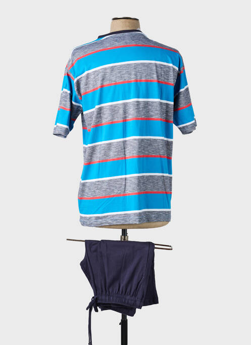 Pyjashort imprimé rayures bleu MASSANA homme