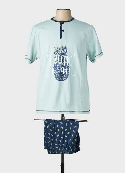 Pyjashort manches courtes bleu VALBOURG homme