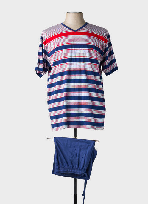Pyjashort imprimé rayures bleu MASSANA homme