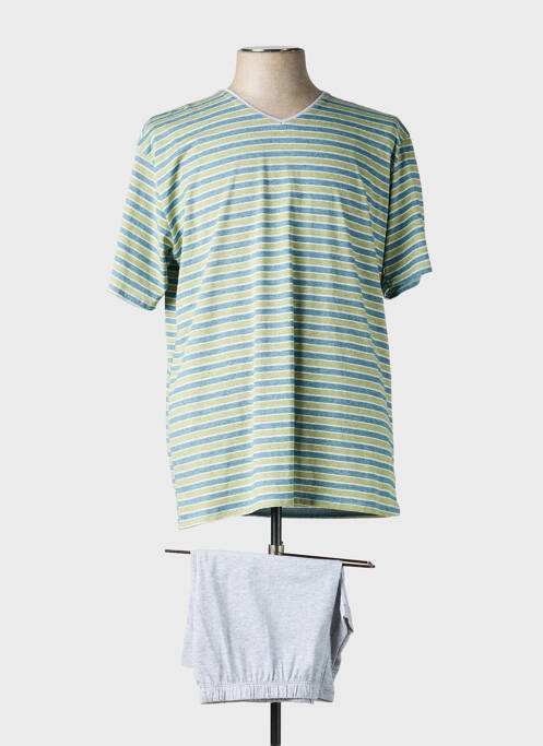 Pyjashort imprimé rayures vert VALBOURG homme