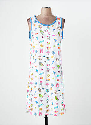 Chemise de nuit imprimé fantaisie blanc MASSANA femme