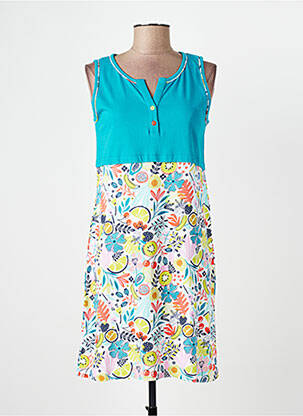 Chemise de nuit imprimé fantaisie bleu MASSANA femme